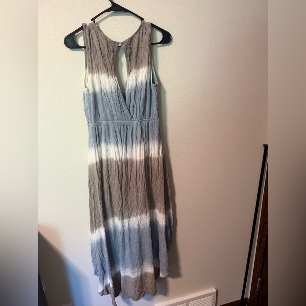 Peach Love California Blue and Brown High Low Dress - Picture 2 of 4